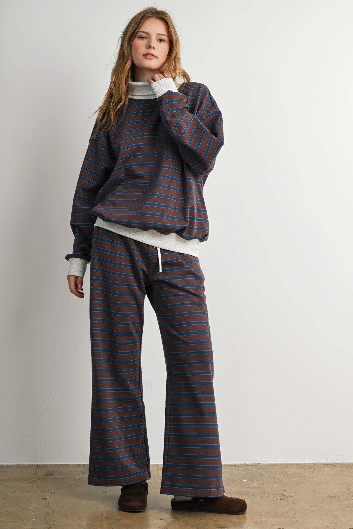 Striped Turtleneck Sweatshirt