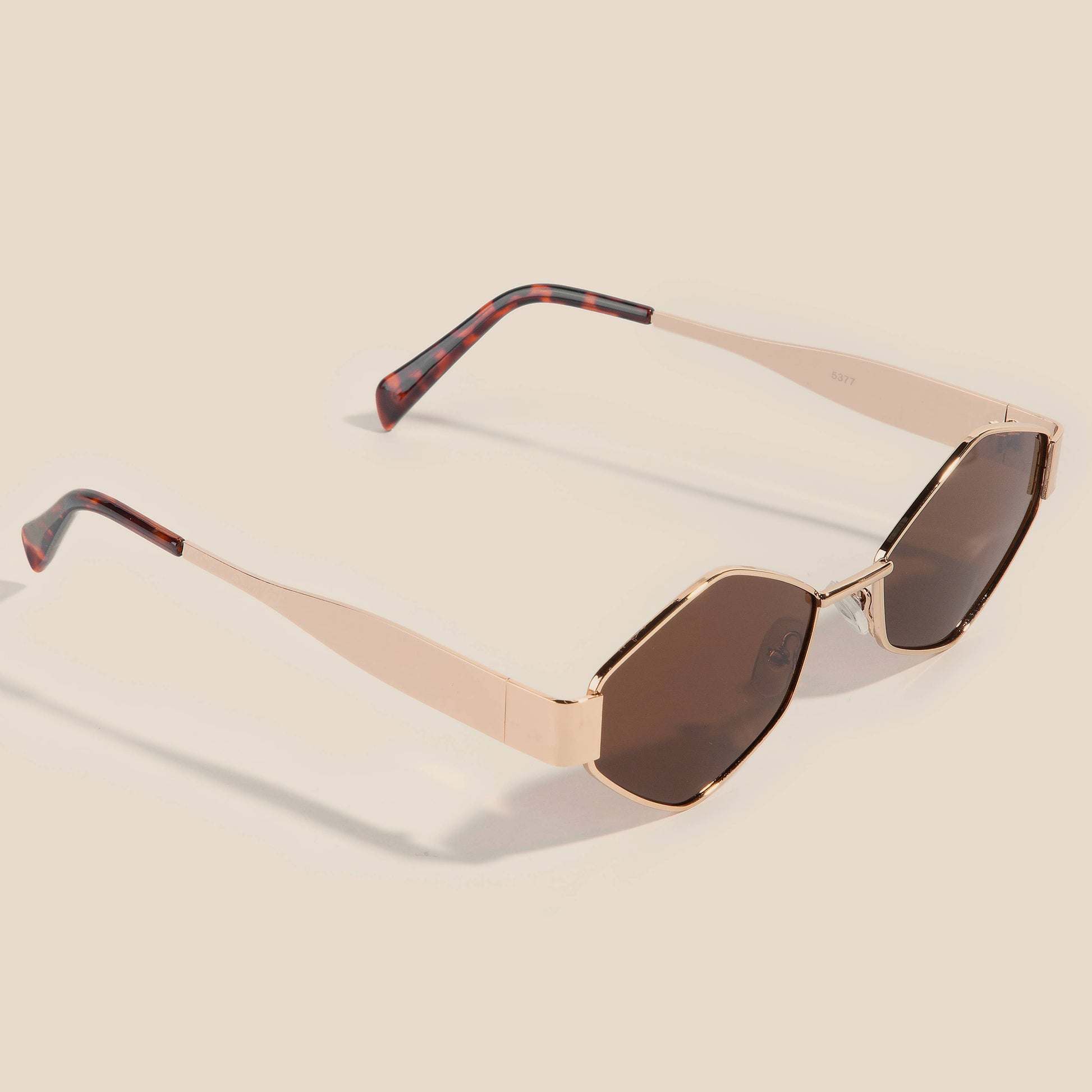 Metallic Frame Wide Hexagon Sunglasses Set