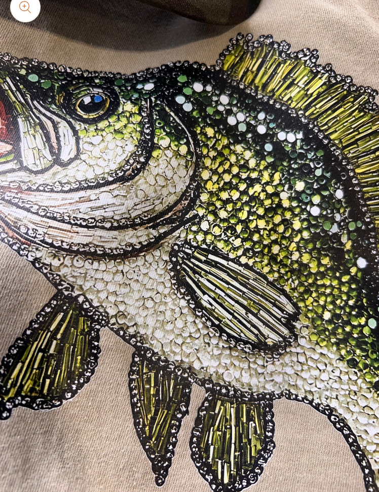 Faux Rhinestone Bass Fishing Tee