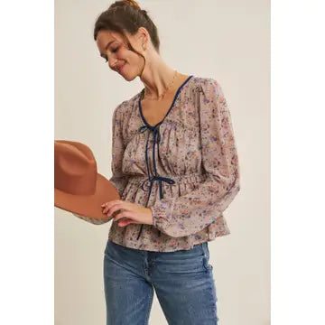 ROMANTIC FLORAL CHIFFON BLOUSE
