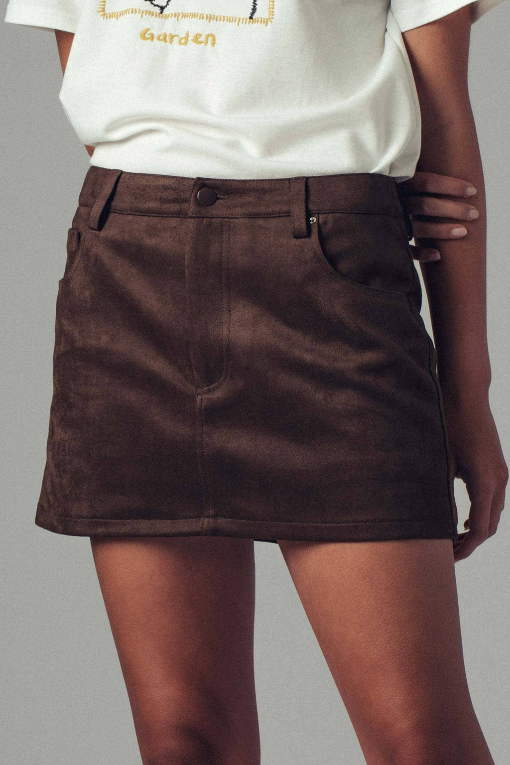 Faux Suede Mini Skirt with Inner Shorts