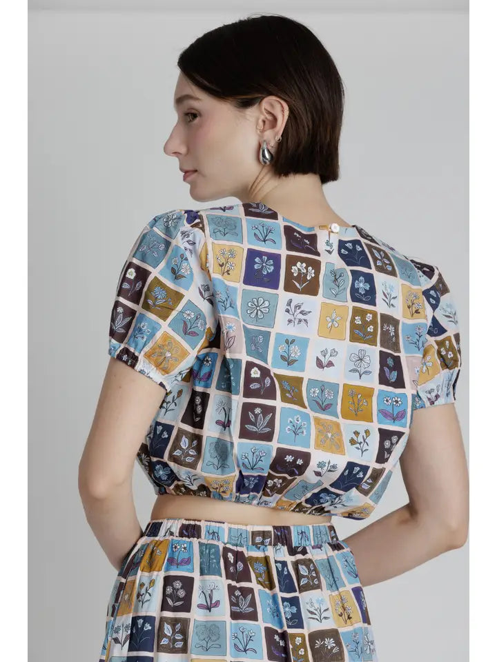 Tile Printed Crop Top