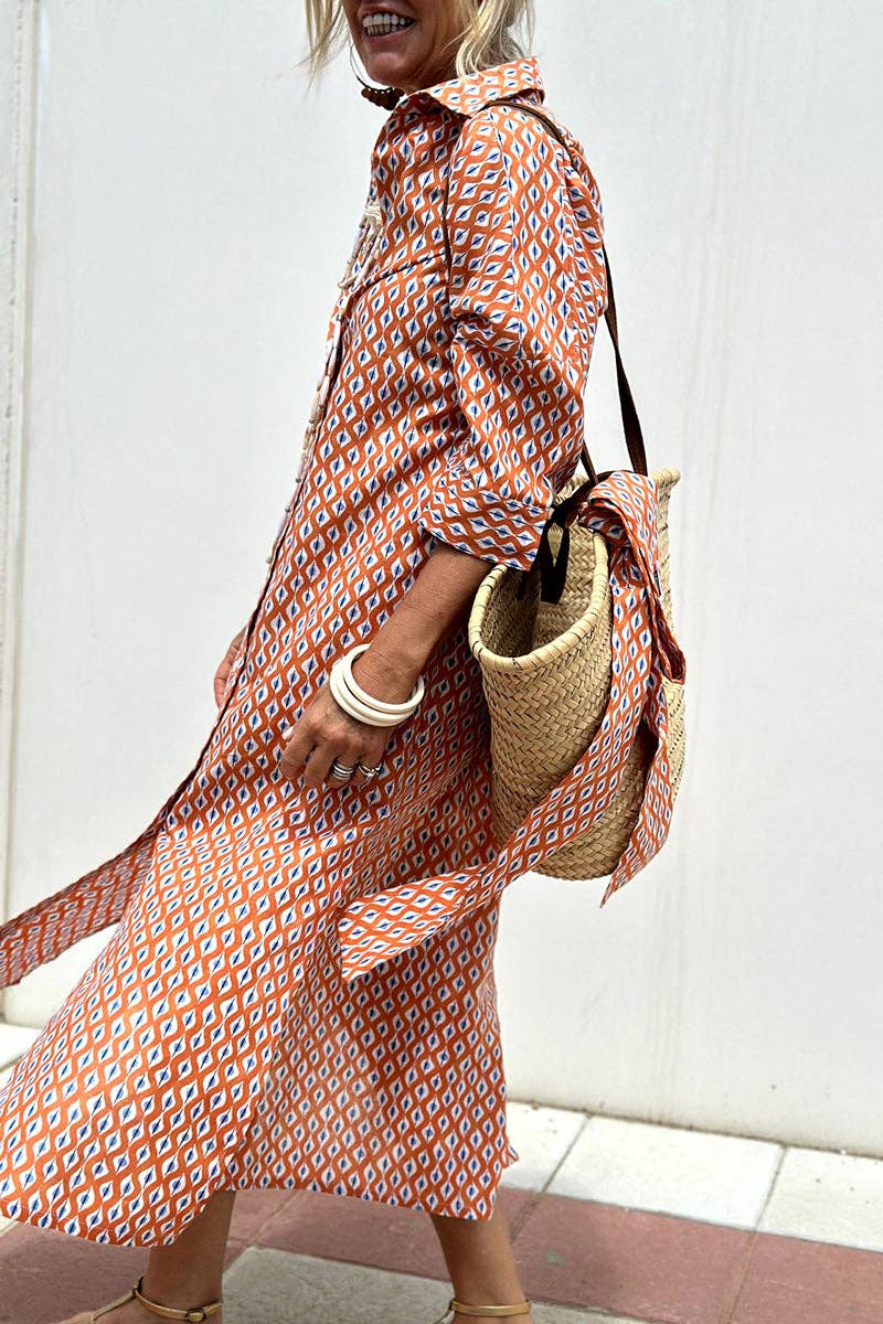 Striped Belted Shirt Dress