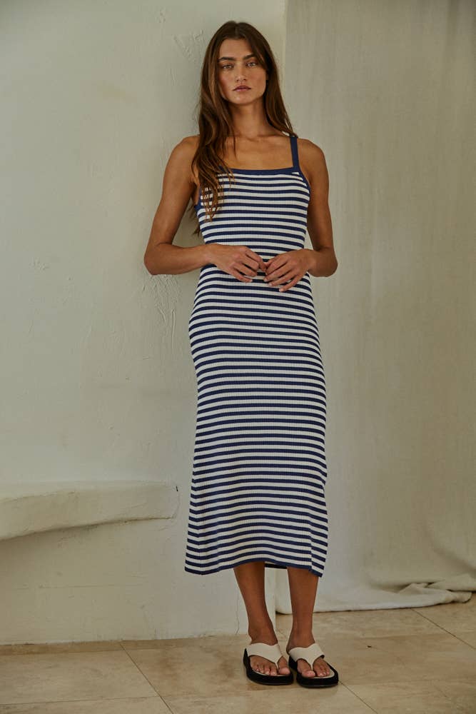 Knit Sweater Viscose Polyester Nylon Striped Dress