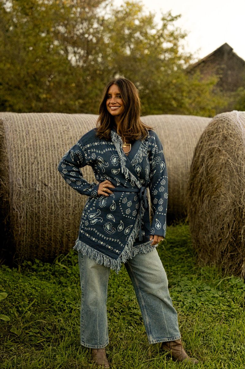 Blue Bandana Fringe Cardigan