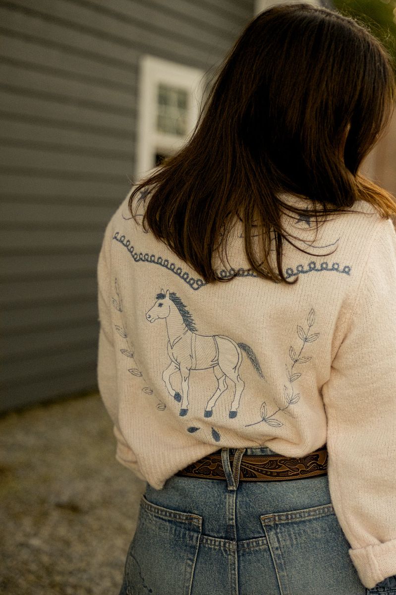 Western Boot Collar Knit Cardigan