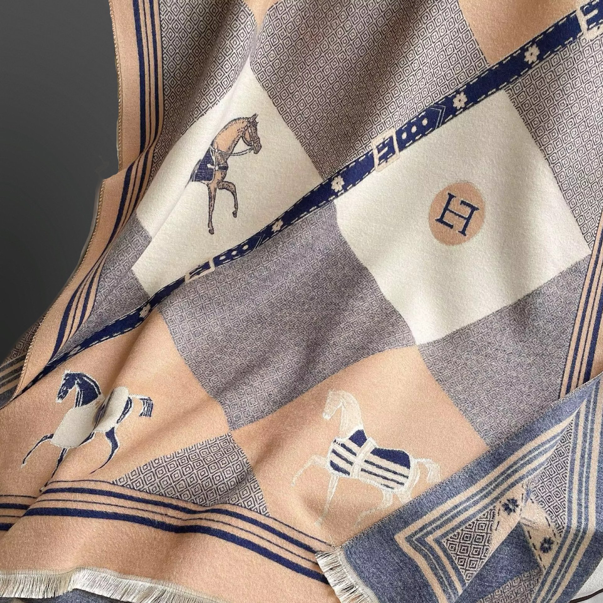 Equestrian Diamond Pattern Viscose Winter Scarf