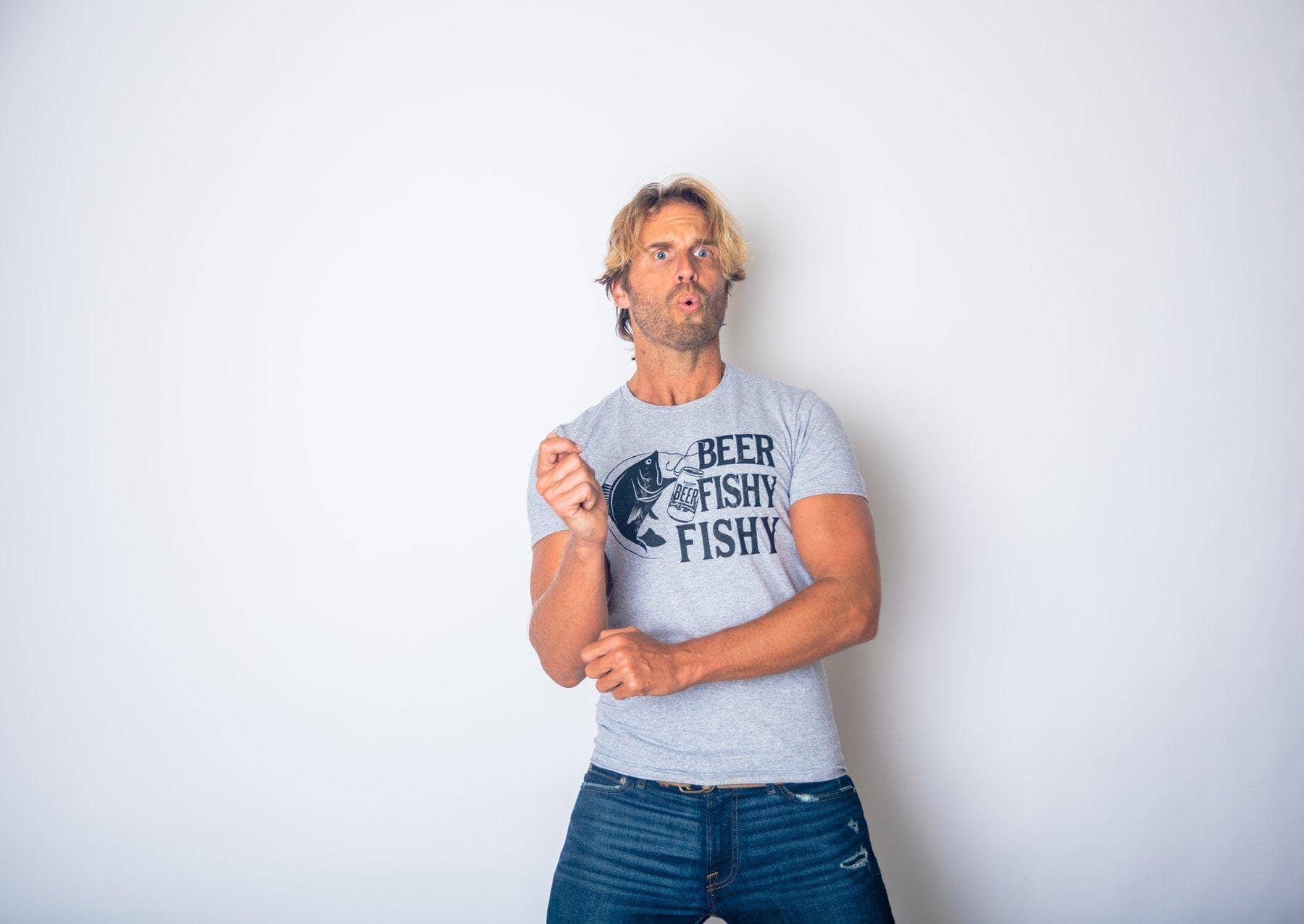 Beer Fishy Fishy Funny Graphic T-shirt Mens Fishing Tee