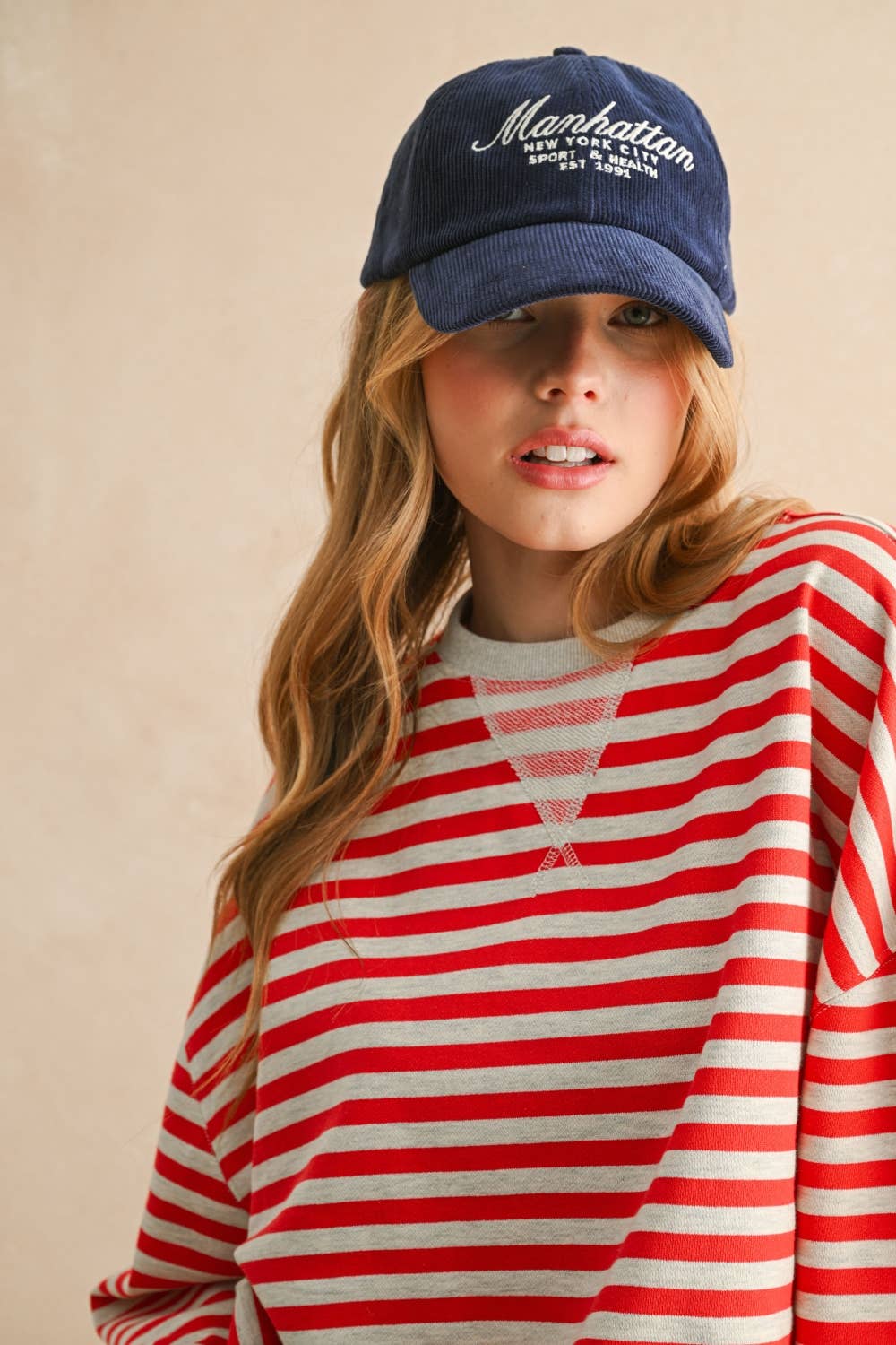 STRIPED KNITTED LONG SLEEVE PULLOVER