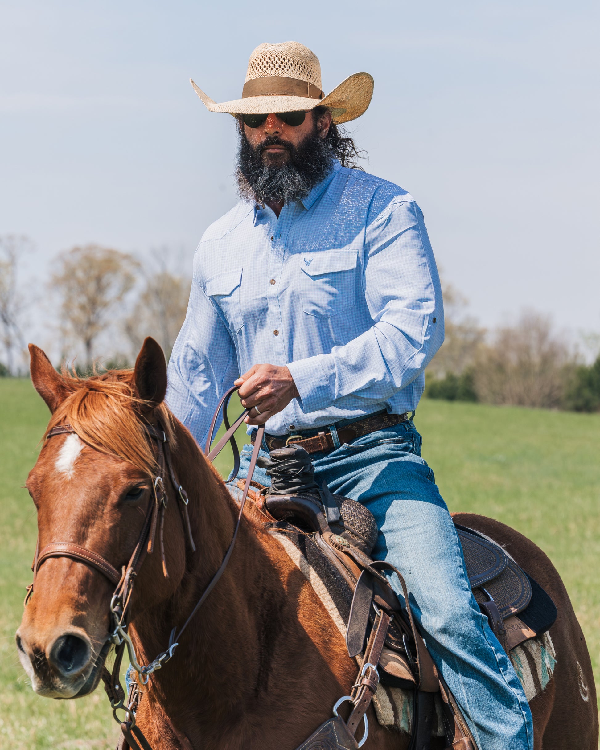 WILDGAME CloudDrift Button Down Blue/Rust