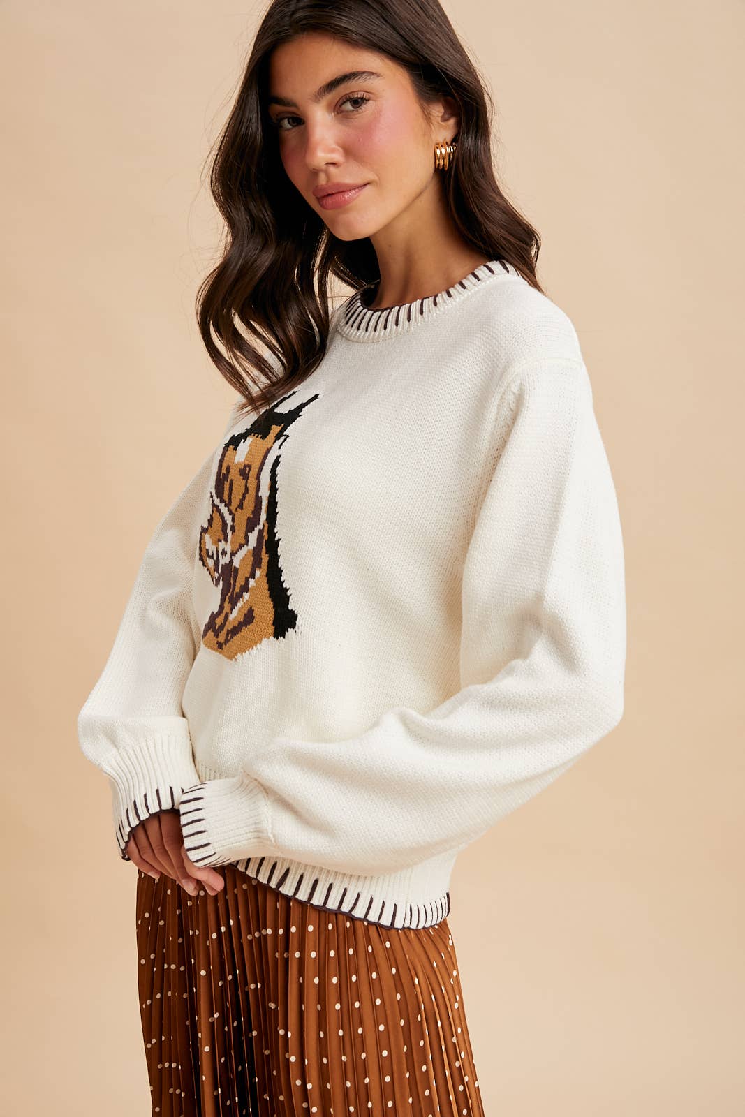 HORSE MOTIF KNITTED SWEATER