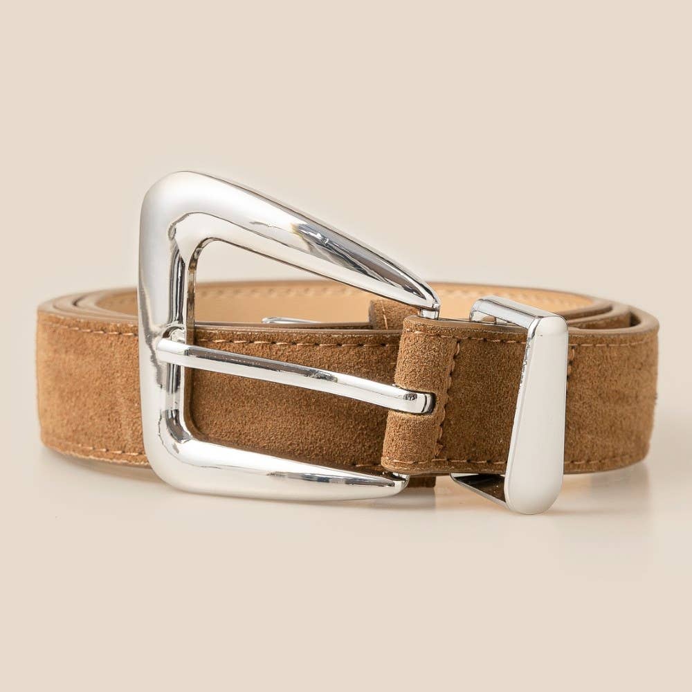Warped Buckle Leather Belt
