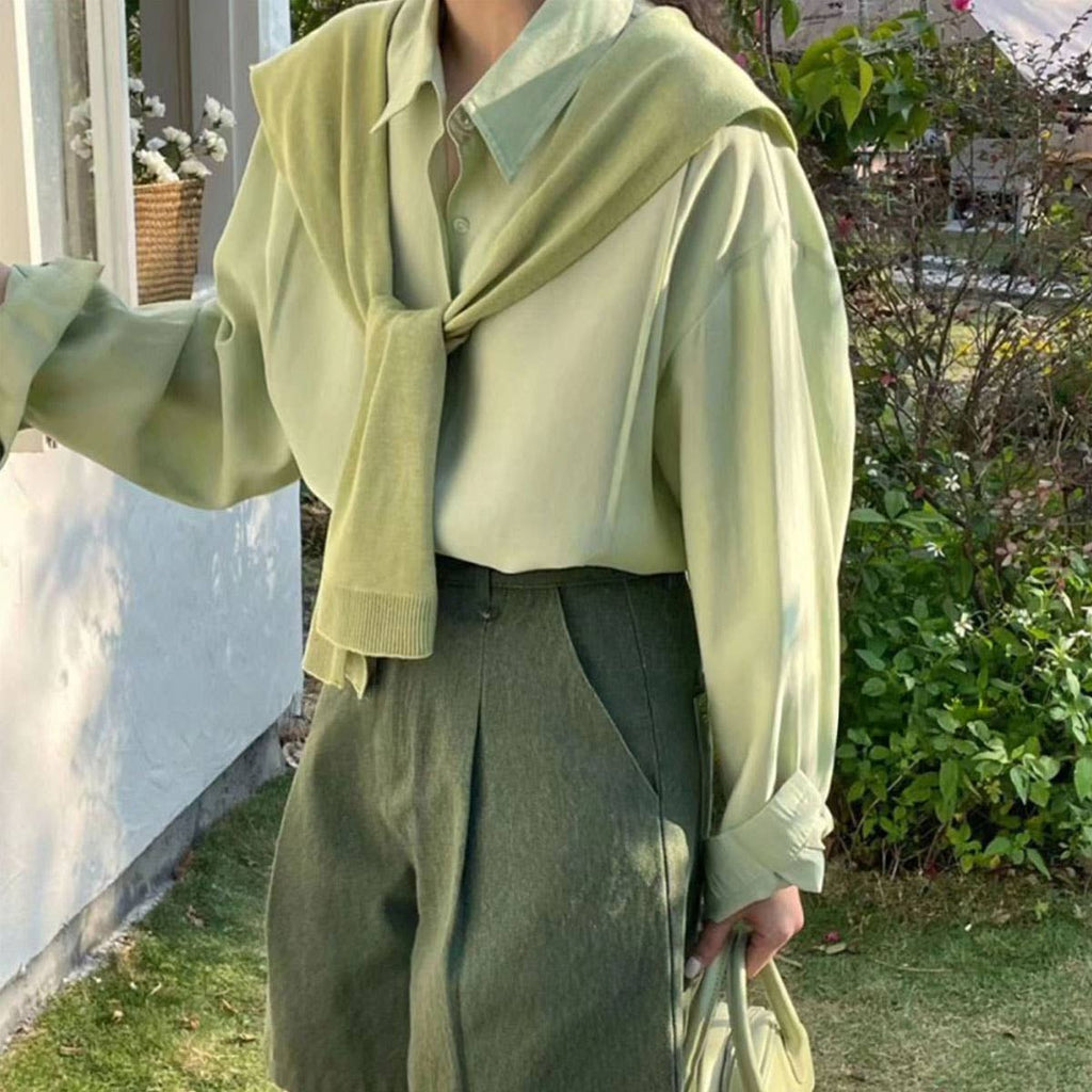 Solid Color Knitted Knotted Shawl