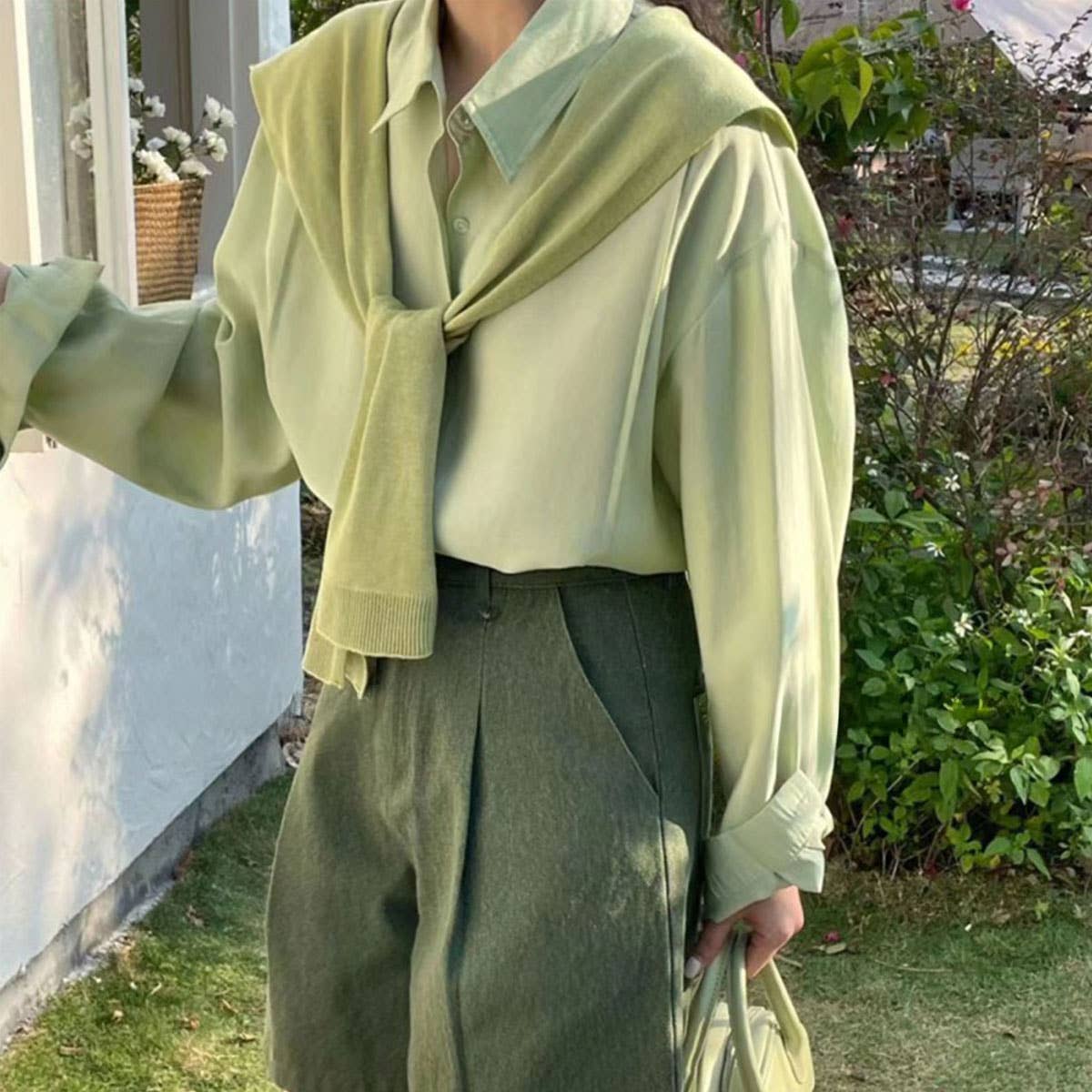 Solid Color Knitted Knotted Shawl