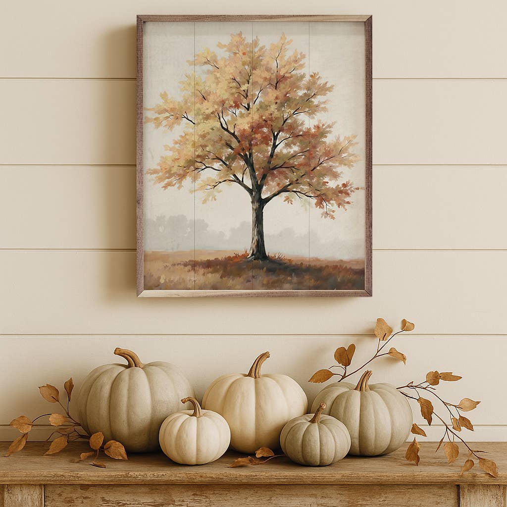 Autumn Tree On Hill