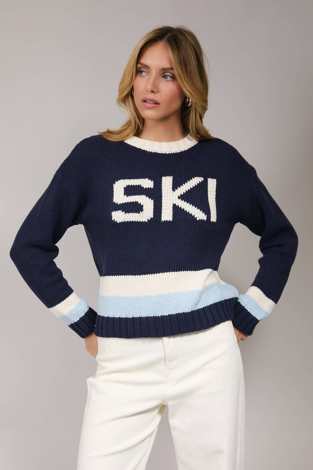 ROUND NECK LONG SLEEVE "SKI" SWEATER
