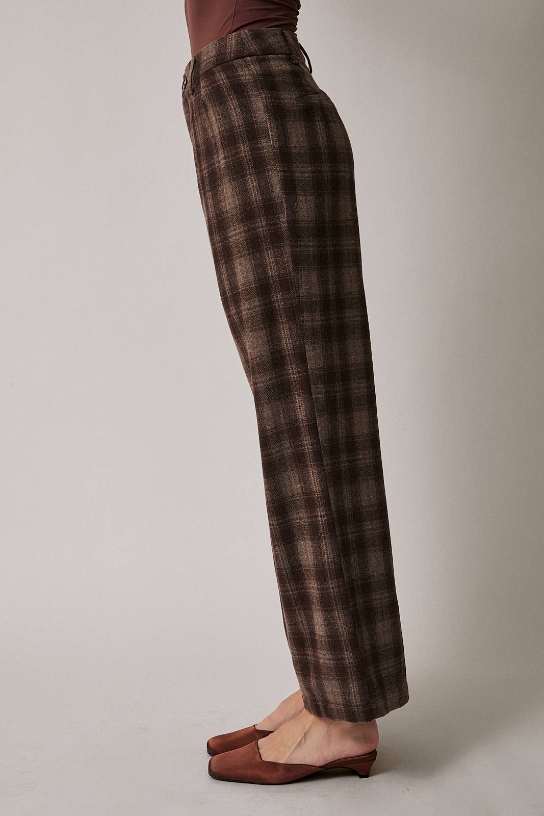 WOOL PLAID PANTS