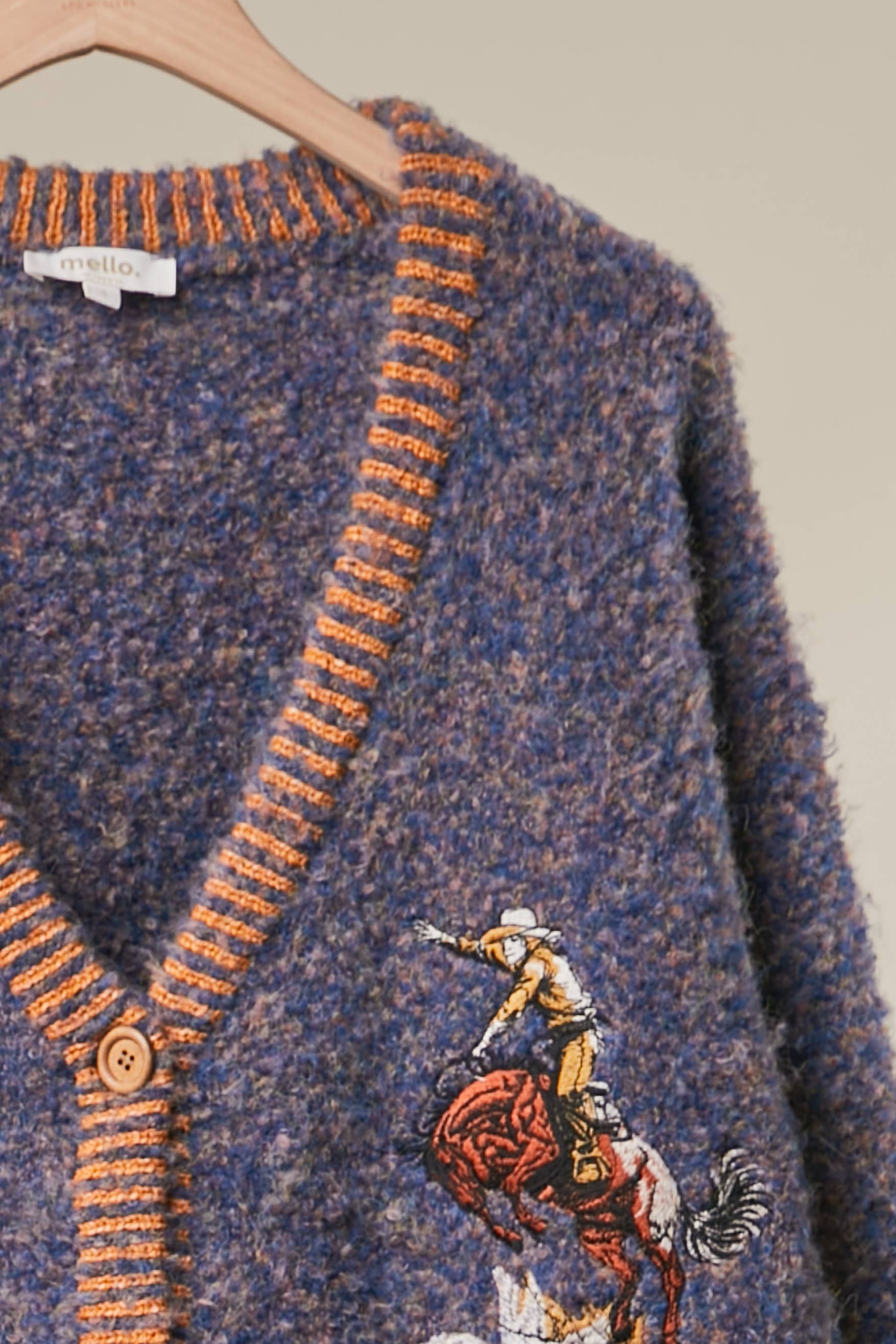 Rodeo Embroidered Fuzzy Knit Cardigan