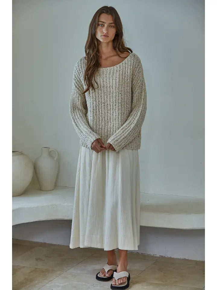 KNIT SWEATER COTTON POLYESTER OVERSIZED TOP