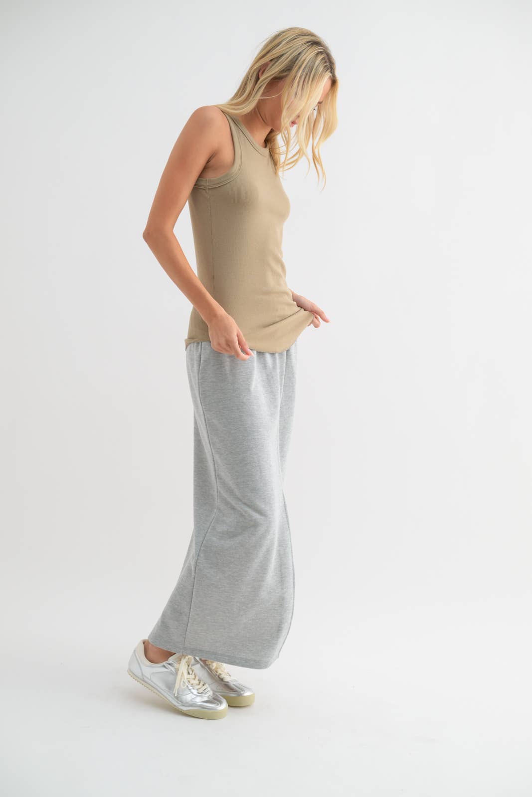 CREW NECK RIBBED KNIT TANK TOP / WL18-1044