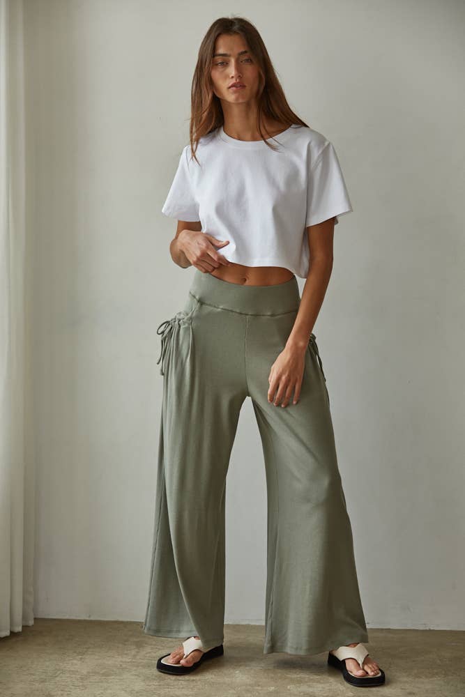 Knit Cotton Modal Spandex Wide Leg Pants