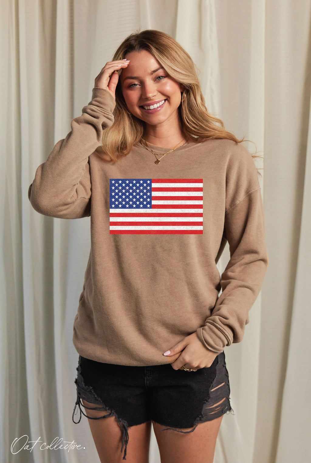 USA FLAG Mineral Graphic Sweatshirt