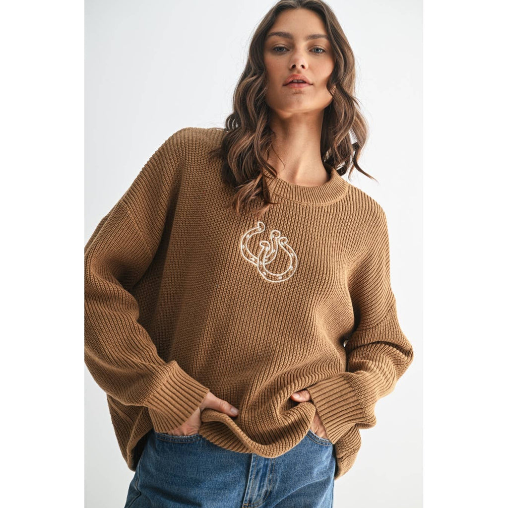 DOUBLE HORSESHOE KNIT SWEATER / WL25-11155