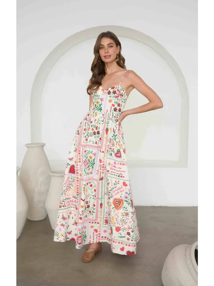 Summer Print Cotton Midi Dress