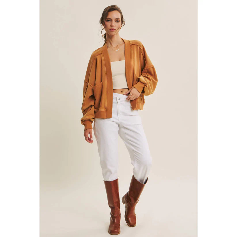 Cozy Favorite Mineral Washed French Terry Balloon Sleeve