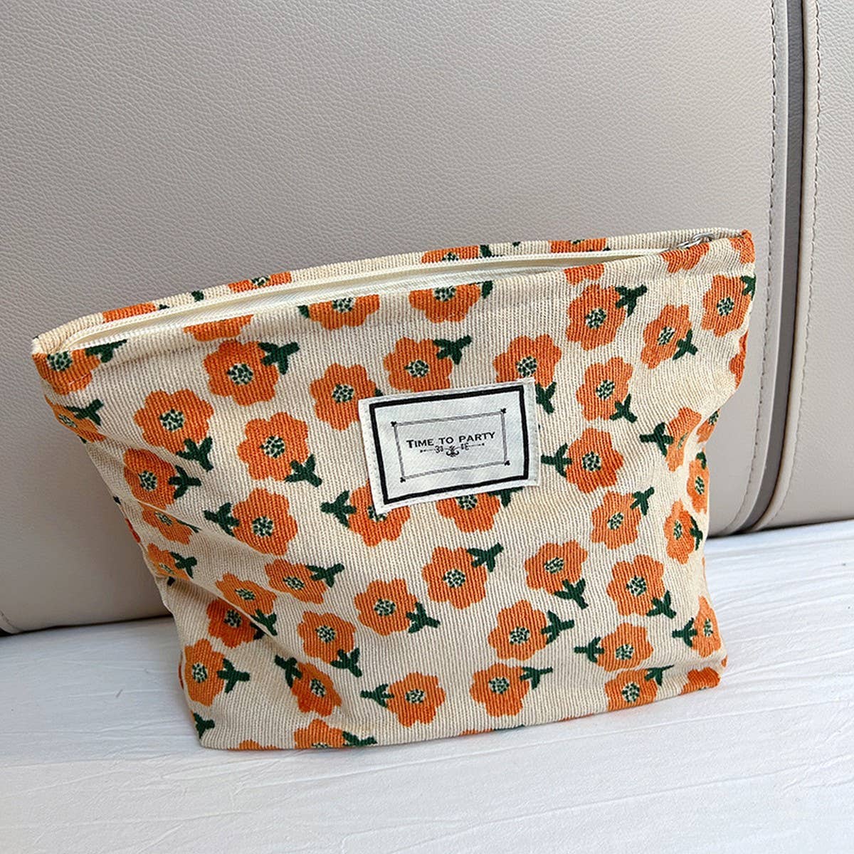 CORDUROY RETRO FLORAL LARGE CAPACITY MAKEUP BAG_CWAB1221