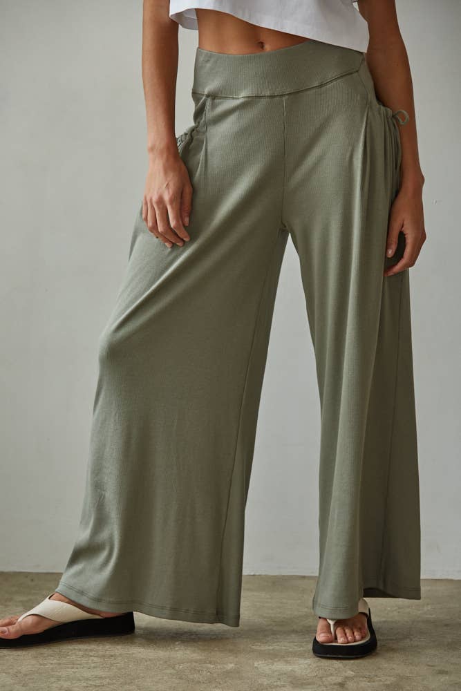 Knit Cotton Modal Spandex Wide Leg Pants