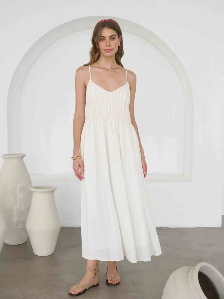 V Neck Sleeveless Midi Dress