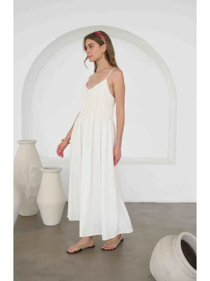 V Neck Sleeveless Midi Dress