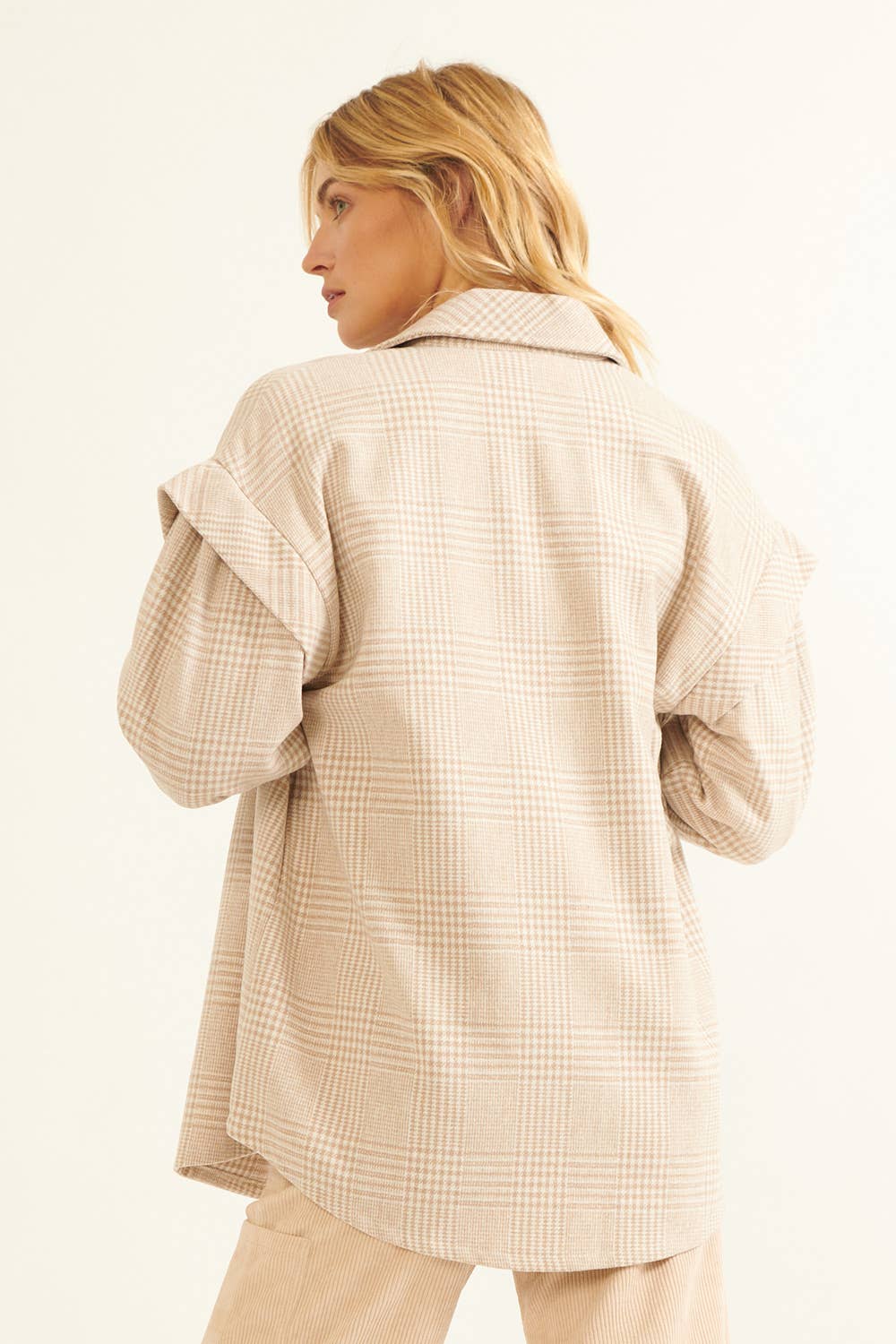 Plaid Collar Neck Button Front Long Sleeve Shacket