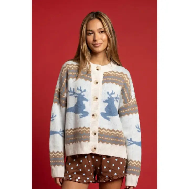 Nordic Motif Button Up Cardigan