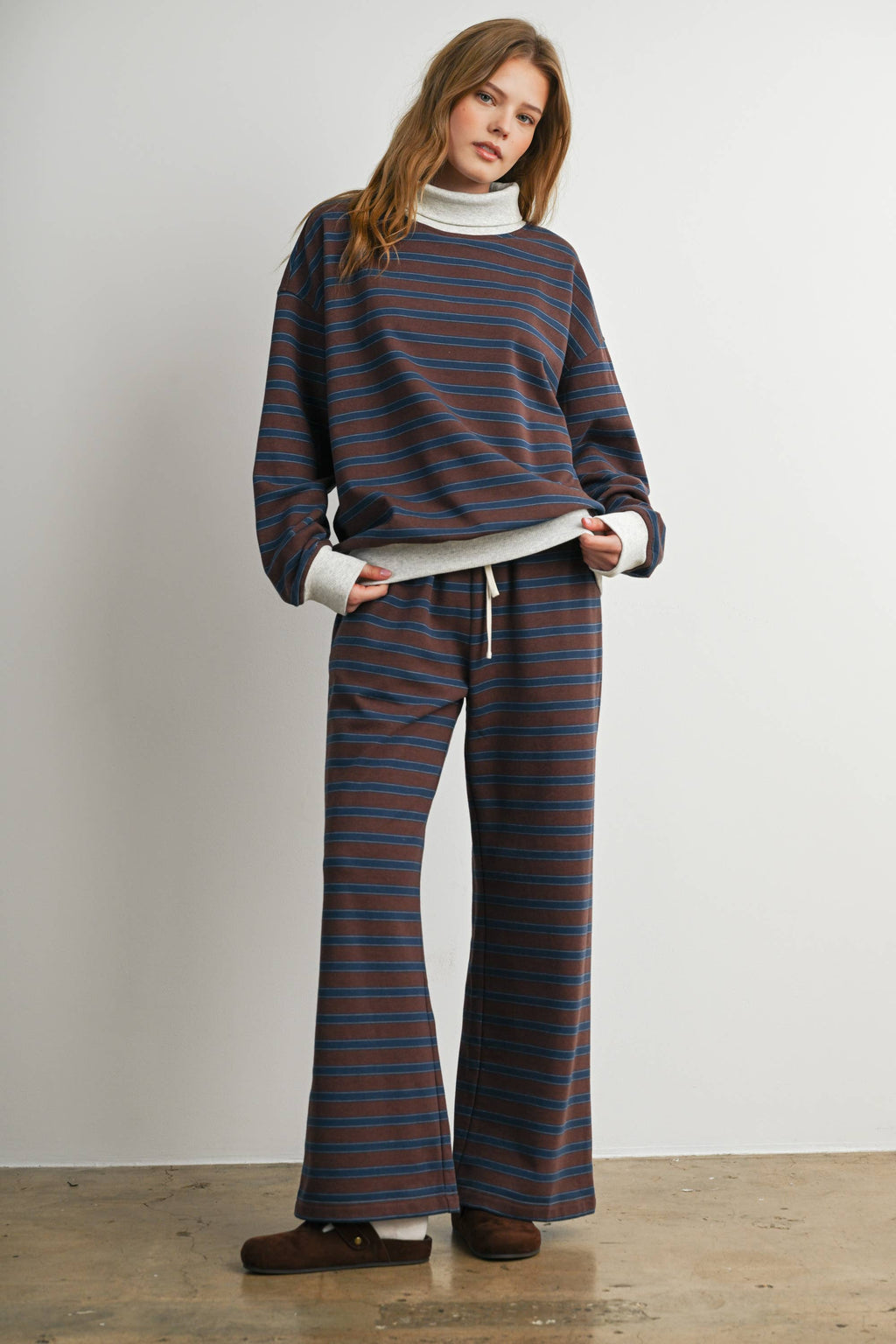 Stripe Wide Leg Knit Pants