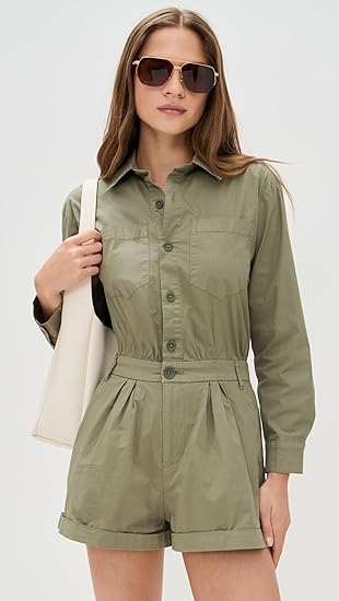 ARCHIE PLEATED ROMPER - soft moss
