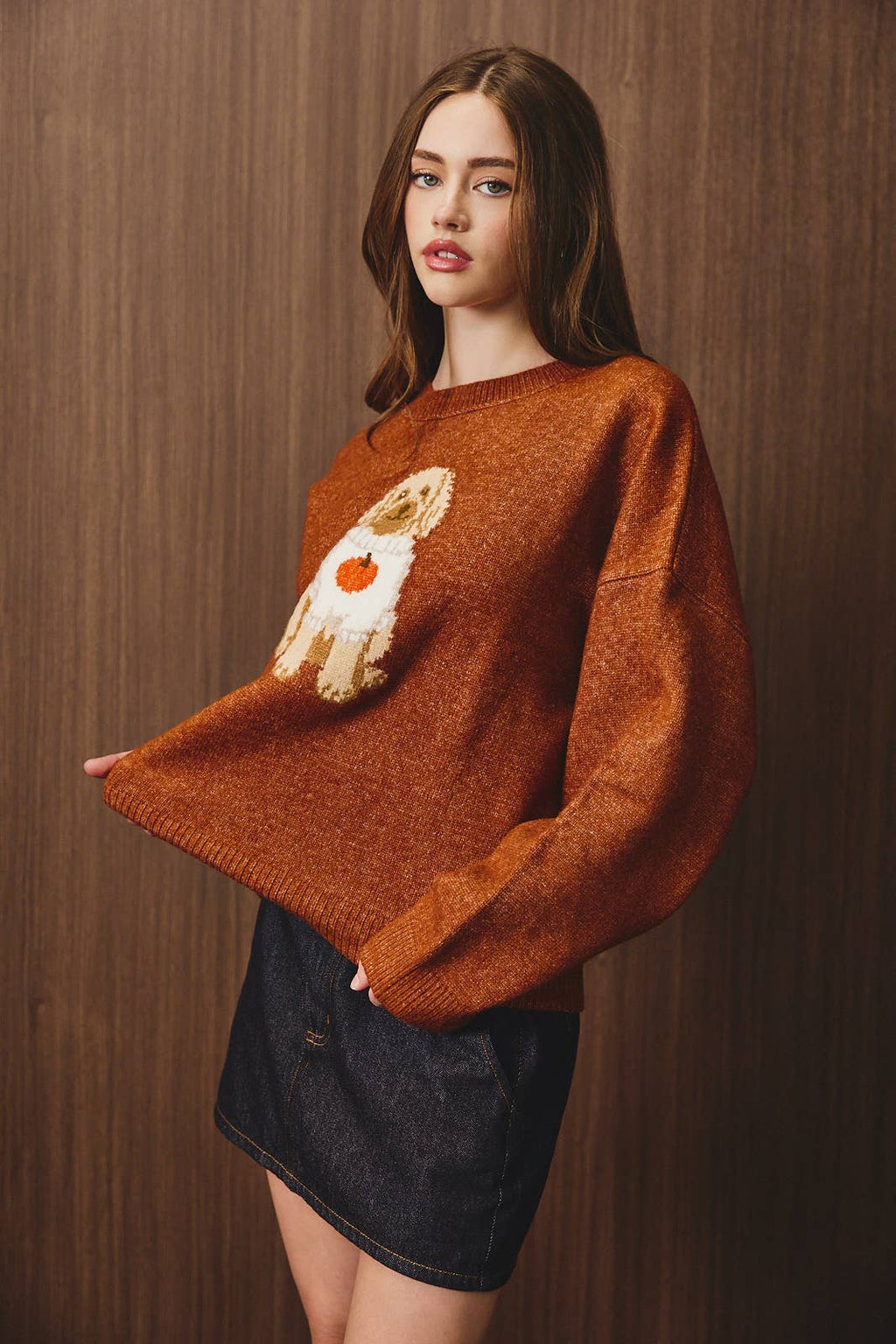 "PUMPKIN SWEATER DOODLE DOG" SWEATER