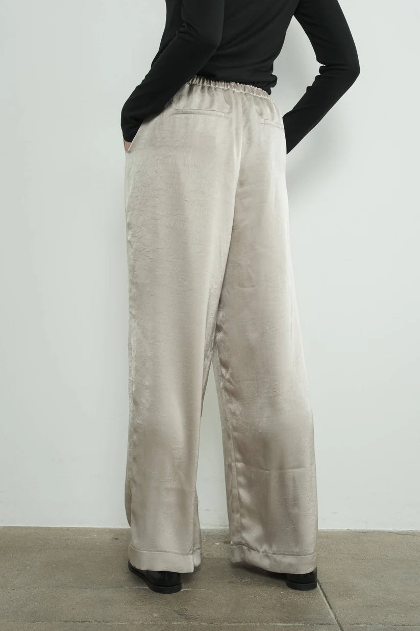 Crinkle Satin Relaxed Pant - Sage