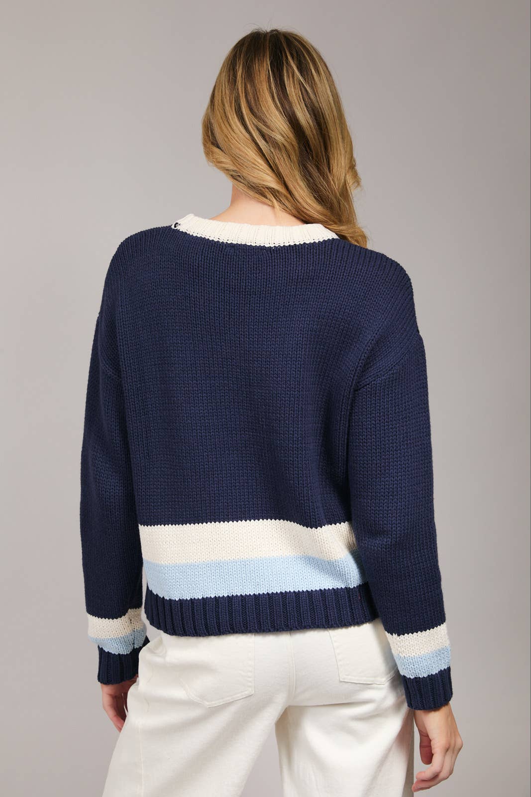 ROUND NECK LONG SLEEVE "SKI" SWEATER
