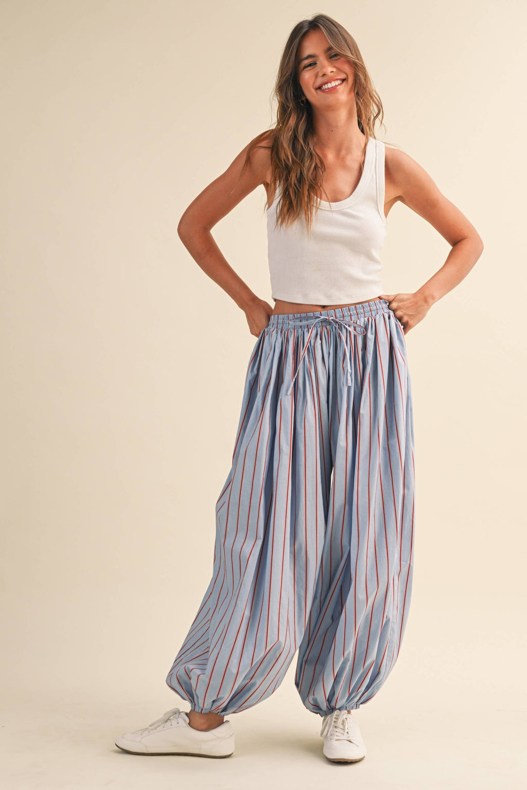 STRIPED BALLOON PANTS