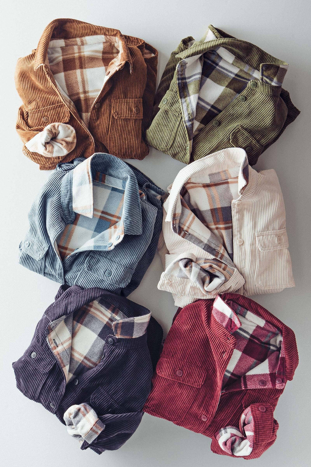 Plaid Lined Corduroy Flannel Shacket