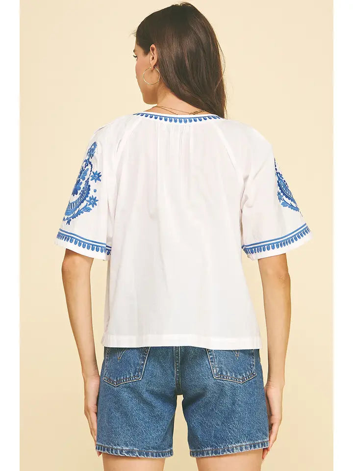 Bohemian Embroidered Blouse Top