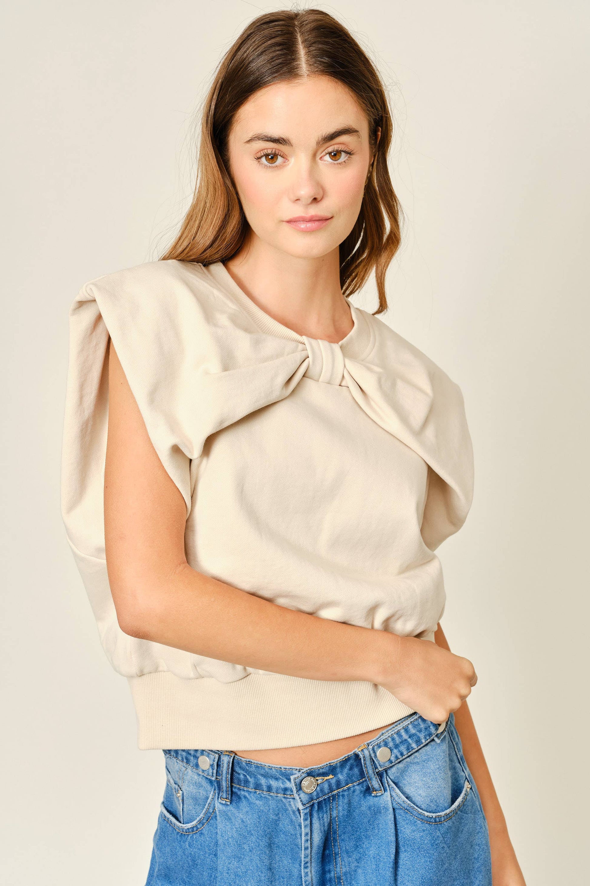 CASUAL RIBBON DETAIL SWEATSHIRT