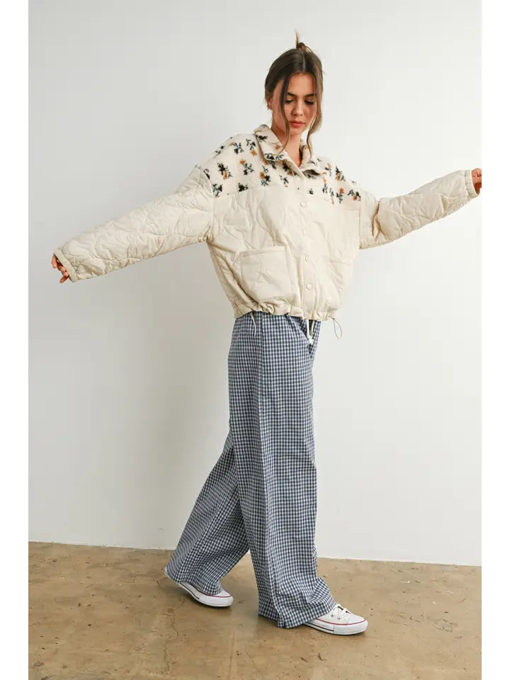 Floral Puffer Long Sleeve Jacket