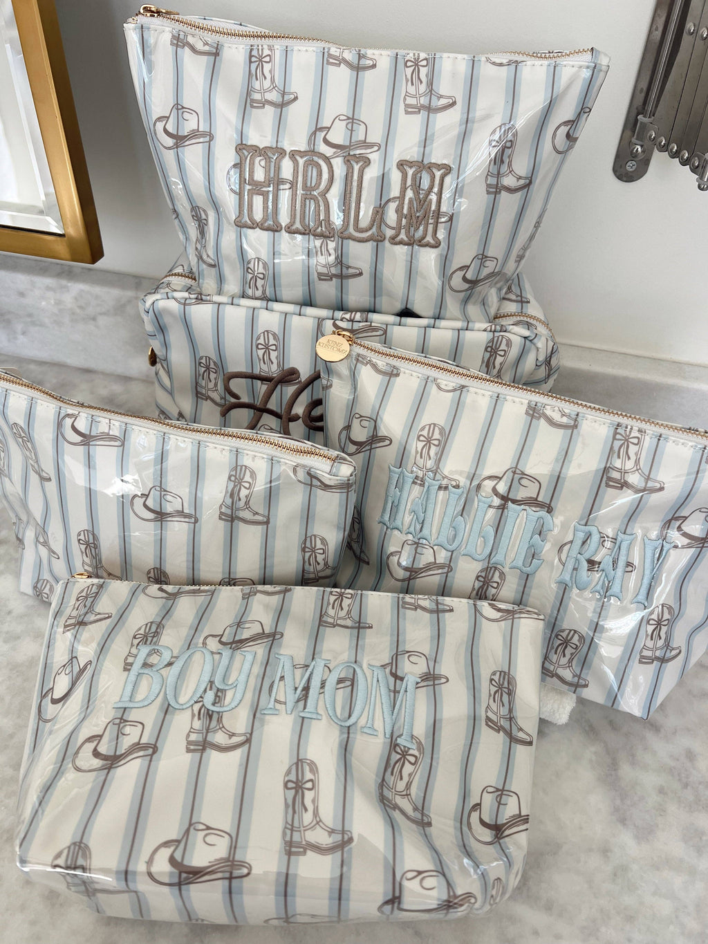Western Blues Striped - Clear Coat Bag