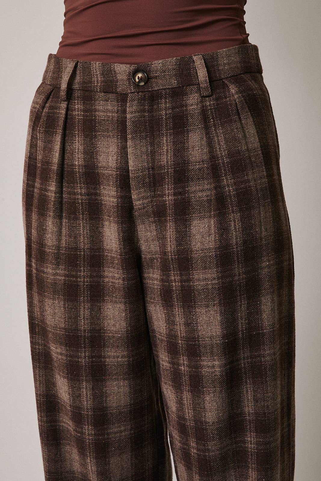 WOOL PLAID PANTS