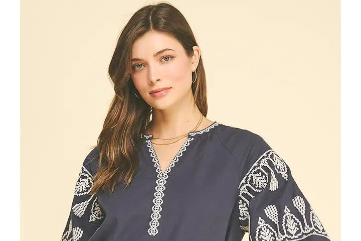 Embroidered Detail Blouse Top