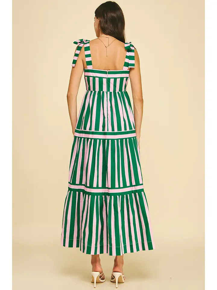 Multi Color Striped Tiered Maxi Dress