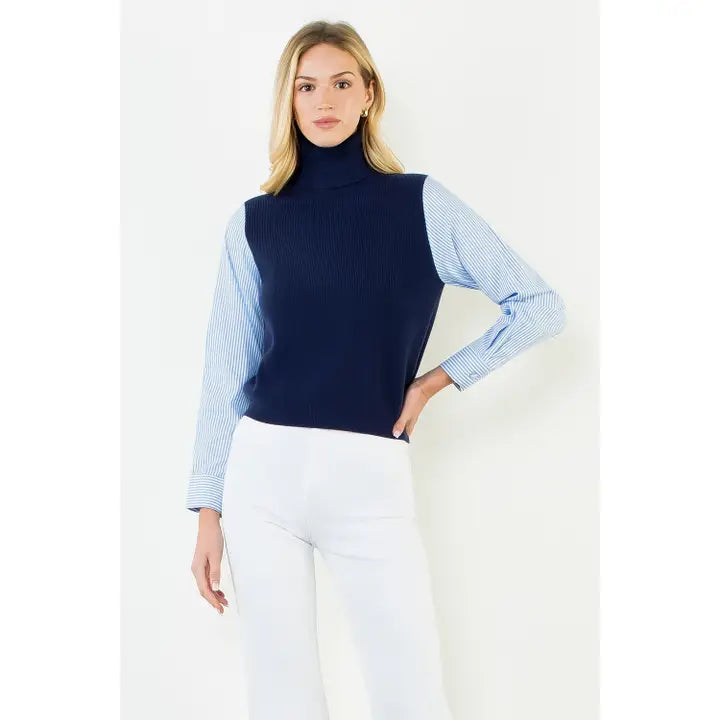 Stripe Sleeve Sweater Top